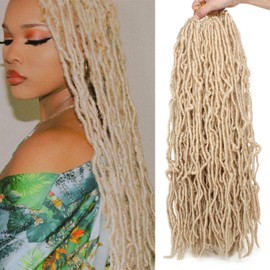 Mscat 24 Inch Nu Faux Locs Crochet Hair 7 Packs Pre Looped Blonde Gypsy Locs Crochet Hair Synthetic Goddess Faux Locs Braids Hair Extensions 27#