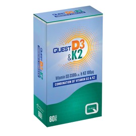 Quest - 60x Vitamin D3 & K2 Vegetarian Capsules. High Strength Vitamins Supplement for Bone Health, Arterial Support and Protection High Strength Vitamin D Immune System Support for Women & Mens