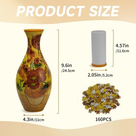 3D Vase Puzzle for Adult 160 Pieces Flower Vase DIY Toy, Gifts for Puzzle Lovers Unique Home Deoration House Warming Gift for Mons