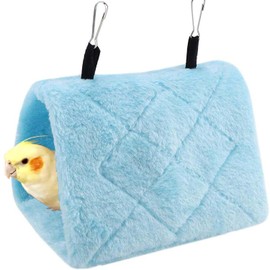 Small Size Bird Tent Parakeet Tent Birds Sleeping Warm Small Animal House Bird Tent Including Parakeet, Perch, Bird Toy, Suitable for Parakeets (Blue)