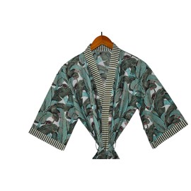 RAJBHOOMI HANDICRAFT Women's Cotton Robe Dressing Gown|Luxurious Kimono-Style Bathrobe & Nightwear for Ladies| Perfect Bridesmaids Gift |Plus Size|Elegant & Comfortable Nightwear for Women 48" length