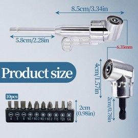 SI SEN Angle Screwdriver Attachment, Set of 12 Electric Screwdrivers, Angle Drill Attachment, Angle Attachment for Cordless Screwdriver, 105°, Flexible Bit Holder, Angle Drill, for Construction