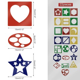 MWOOT Geometric Shapes Stencils Template Set for Kids Children Painting Craft,Simple Shapes Colorful Drawing Stencils for Drawing Learning (Pack of 22)