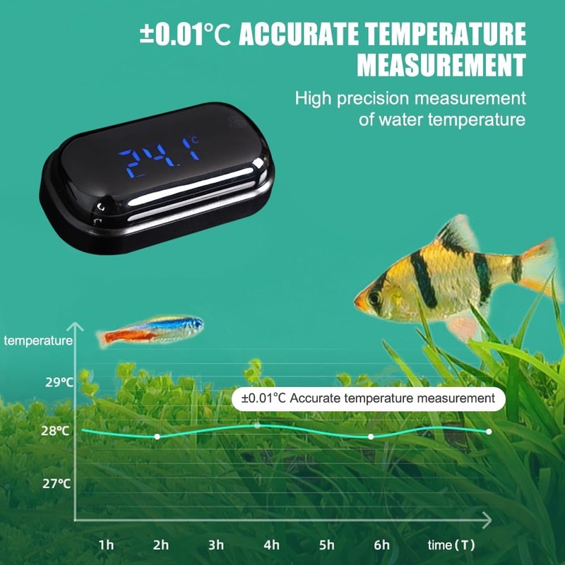 Aquarium Thermometer, High Precision Digital Aquarium Thermometer with Touchscreen and