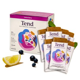 Tend Daily Best Prenatal Vitamin Bar, Made with Organic Ingredients for Pregnant & Postpartum Mothers, Includes DHA, Vitamin D, B, Choline, Folate, Sunflower Lecithin, Lemon Berry Flavor (7ct)
