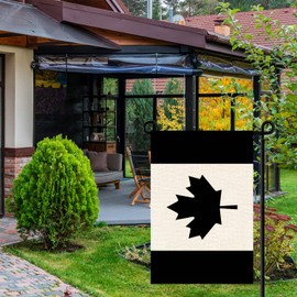 Black Canada Garden Flag,12×18 inch Canadian National Decor,Heavy Duty Double Side Digital Printed 210D Polyester Banner For Outdoor Indoor Parade(Pole Not Included)
