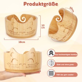 Coopay Cat Yarn Bowl for Wool, 18 x 10 cm Bamboo Yarn Bowl, Lightweight Large Wool Bowl for Knitting, Large Handmade Wool Bowl for Crochet, Portable Knitting Bowl for Knitting and Crochet Project