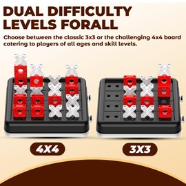 3D Tic Tac Toe Game, Connect 4 Travel Pack Challenging XO Blocks Board, Travel Board Games, Bar Games, Party Game, Family Games, Game Night for Adults