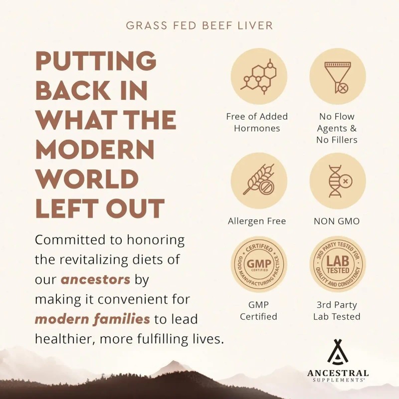 Ancestral Supplements Grass-fed Beef Liver Hígado Bovino