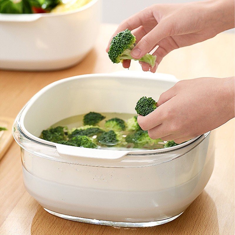 Fruits Vegetables Washing Basket Double Layer Quick Water Drainage Kitchen