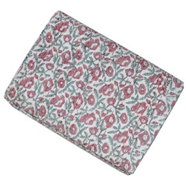 Yuvancrafts Indian Hand Block Floral Print Kantha Quilt Handmade Vintage Twin/Queen Size Cotton Kantha Throw Blanket Bedspread (Queen 90 X 108) (Queen 90 X 108)