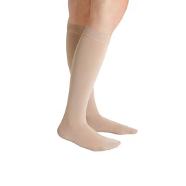 Juzo Soft 15-20 mmHg Compression Stockings, Knee High, Silicone Band, Closed Toe | Compression Socks for Tired, Aching or Swollen Legs, Minor Varicosities | Beige, Large (IV)