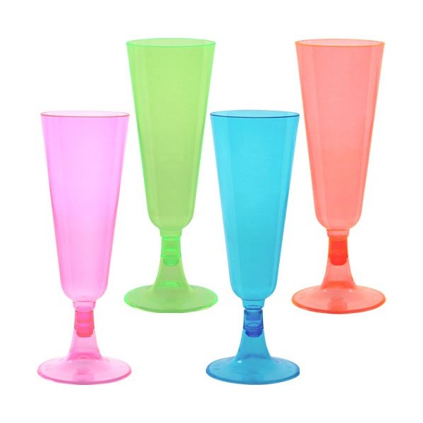 Party Dimensions Neon Mix Plastic Champagne 5 oz | Assorted Tints | Pack of 6 Champ Cup, Pink, Blue, Green, Orange