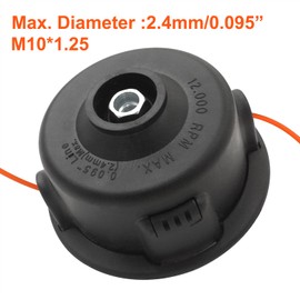 Zeqeey M10 x 1.25 Left Hand Universal Thread Replacement Trimmer Spool Head Speed Bump Feed with 15m 2.4mm Strimmer String Cord, Easy Load