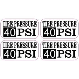 StickerTalk Tire Pressure 40 PSI Vinyl Stickers, 1 Sheet of 4 Stickers, 2 inches by 1 inch Each