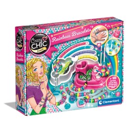 Clementoni Crazy Chic - Rainbow Bracelets, Giochi Creativi per Bambini 7+ Anni, Kit Braccialetti Fai da Te Bambina, Idea Regalo per Creare Bracciali Unici e Personalizzati, Made in italy, 15180