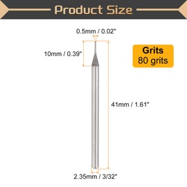 sourcing map 10pcs 80 Grits Diamond Hole Saw Cylindrical Head Grinding Drill Bits 0.5mm Cylinder Head Carving Drilling Hole Tools with 2.35mm(3/32") Shank for Gems Glass Agate Jade Emerald