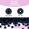 Beadthoven 100pcs 10mm Rhinestone Beads Navy Blue Crystal Pave Clay