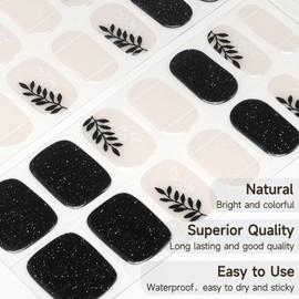 DUKASOU Halbgehärtete Gel-Nagelstreifen, 28 Stück echte Nagellack-Kunst aufkleber, Gel-Nagelaufkleber in Salonqualität, anhaltende Nagellackstreifen für Frauen, Mädchen, Kinder(Fallende Blätter)