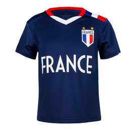 Cnins Camisetas de fútbol para niños y niñas, playera de entrenamiento de fútbol para niños y niñas, uniforme 2-14, Navy-france, 2 Años