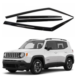 AUTOCLOVER Tape-On Rain Guards Window Visors 4 Pcs Set for Jeep Renegade 2015 2016 2017 2018 2019 2020 2021 2022 2023 / Window Deflectors, Out-Channel Vent Shades (Smoked)
