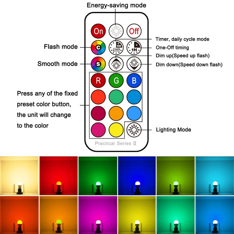 Yangcsl LED Light Bulbs 40W Equivalent, RGB Color Changing Light