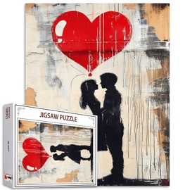 Tucocoo Love Street Art Puzzle 1000 Piece Puzzles for Adults, Banksy Couple Modern Art Puzzles for Difficult Challenging Family Activity Games DIY Craft Puzzle for Home Decoration