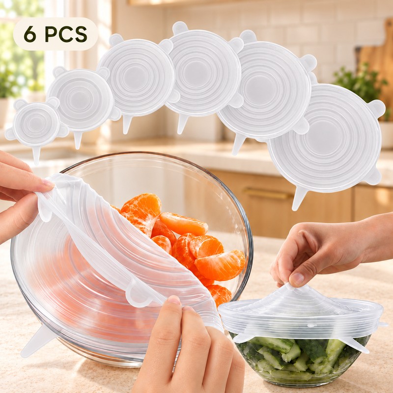 Silicone Stretch Lids for Food Storage – Reusable Elastic Covers