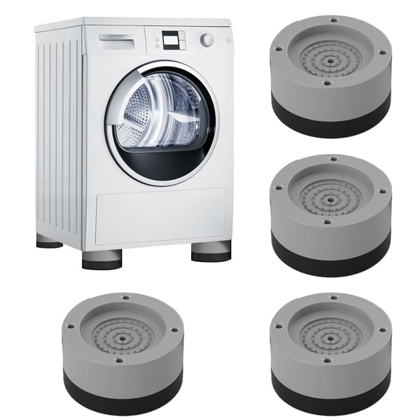 Kytpyi Anti Vibration Pads for Washing Machine, Washing Machine Anti Vibration, 4 PCS Anti-Slip Mats for Washing Machine Feet, Washing Machine Booster Mats for Dryer, Fridge, Tables (Grey Black)