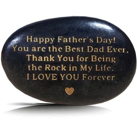 Happy Father's Day for Dad Gifts, Engraved Rock Best Dad Happy Birthday Gifts I Love You Gifts Daddy Gifts Decorative Stones with Red Velvet Bag (Dad)