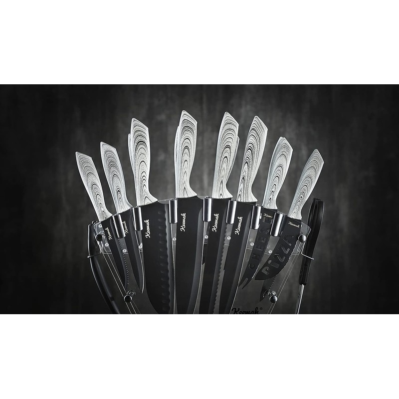 Keewah 19 Pieces Kitchen Knife Set, 15 Stainless Steel Knives
