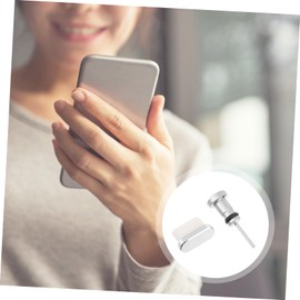 SHINEOFI 2 Pairs Type C Dust Plug Earphone Jack Charging Port Protectors Silver Metal Design Easy Installation for All Type Prevents Stains and Keeps Ports Clean