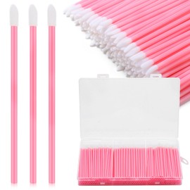 GEMSANVA 240 Pieces Disposable Lip Wands Lip Brushes,Lipstick Applicator Brushes Lip Gloss Wand,Soft Lint Free,Eyes & Lips Makeup Applicator Wands Tools（PINK）