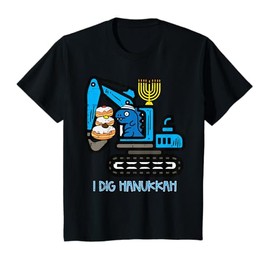 Kids I Dig Hanukkah Excavator Dino Chanukah Construction Toddler T-Shirt