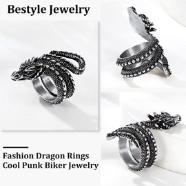 Bestyle Stainless Steel Dragon Ring, Size 13, Wrap, Cocktail Party, Retro, Unisex, Stainless Steel, Statement Ring