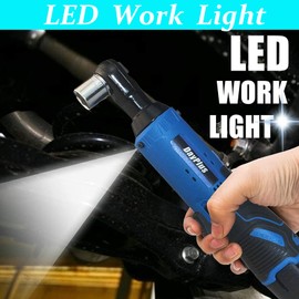 ZanGe Battery-Powered Cordless Electric Ratchet Wrench, 3/8" Square Drive Ratchet w/Fast Recharger, 40 Ft-lbs Electric Power Ratchet Set w/ 7 Sockets Set, Forward/Reverse Switch