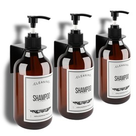 Gugxiom 3PCS 500ml dispensador de Shampoo para regadera, No Drill dispensador de Shampoo y acondicionador, dispensador de detergente liquido con Etiqu