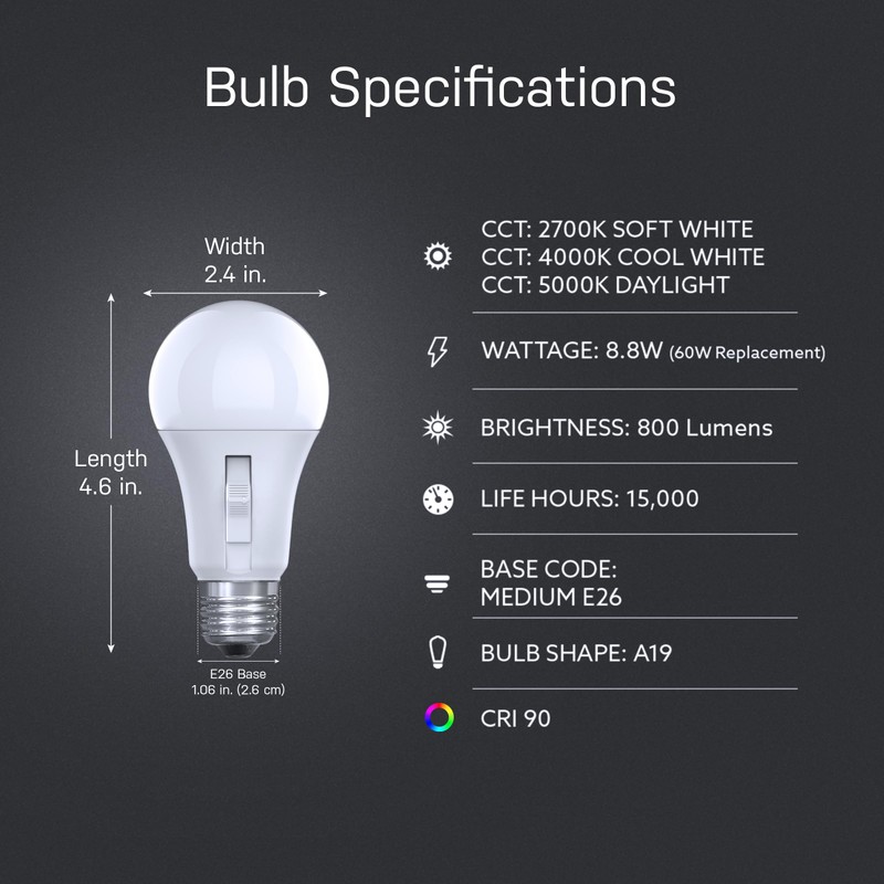Feit Electric LED Three-Color Selectable, Built-in Motion Sensor Intellibulb -