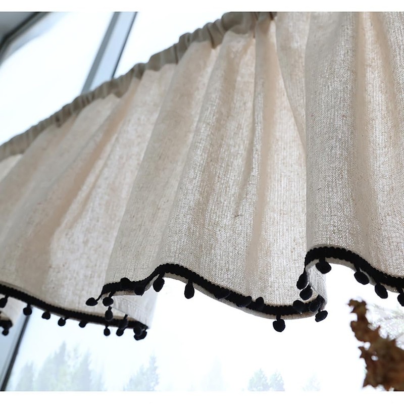 Molaxhome Linen Valances for Windows,Boho Kitchen Valances,Country Rustic Window Treatments
