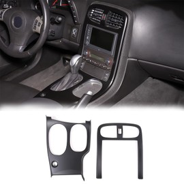 PIUGILH Car Console Gear Shift Panel Trim Cover for Corvette C6 2005-2013 Interior Accessories, Anti-Scratch Console Gear Shift Panel Frame Protection Cover Kit (Matt Black)