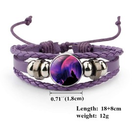 GOOKEY Adjustable Wolf Braided Leather Bracelet - Cute Bangle Bracelets for Women, The Pretty Gifts for Women (Purple)