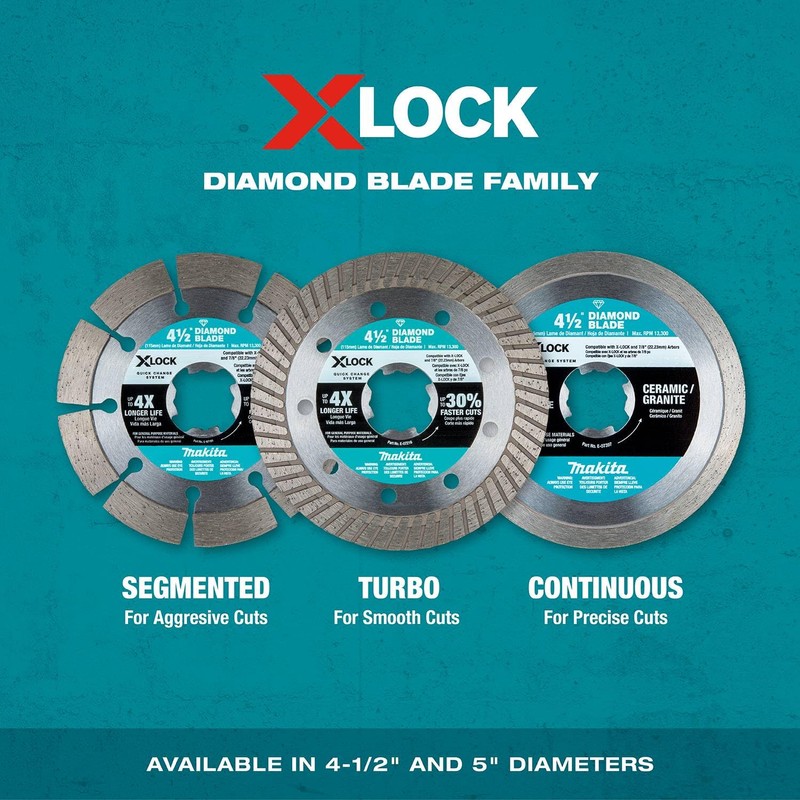 Makita E-07222 X-Lock 4-1/2" Turbo Rim Diamond Blade for Masonry