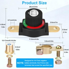 Linkstyle Top Post Battery Disconnect Switch, Negative Heavy Duty 12V 48V Waterproof Master Power Cut Off Isolator, On/Off Battery Switch for Car RV Boat ATV UTV