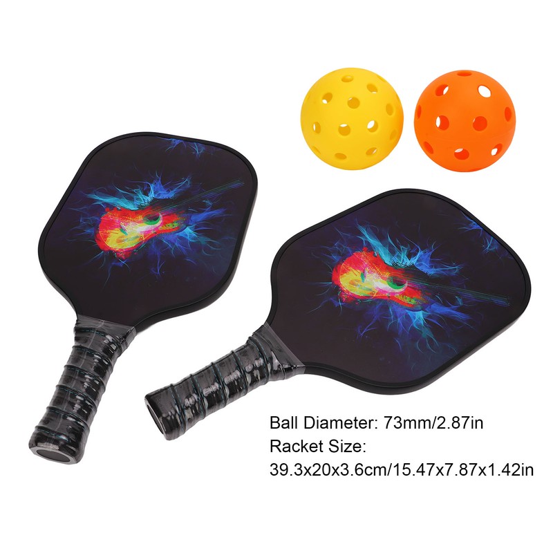 Pickleball Set 2 Rackets 4 Balls 1 Racket Bag Glass