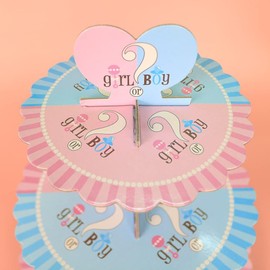 MaoNativey Boy Or Girl Gender Reveal Cardboard Cupcake Stands Three-Tier Cupcake Holder for Birthday Party Coffee Board Wedding Baby Shower