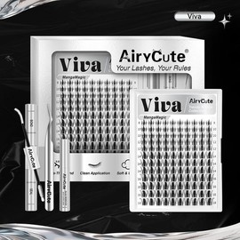 Viva | AiryCute MangaMagic Collection Upgrade U Lashes with Ultra-Dense, Waterproof, Long-Lasting Lashes | Fairy | Fashion Wet Look | Beginner-Friendly DIY Lashes for a Flawless, Voluminous Look | Trendy & Must-Have Clusters:_Only Viva Cluster [no Bond&Seal&Remover]