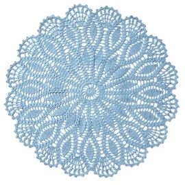 BOMHCS Vintage Crochet Tablecloth Lace Doilies Handmade Knit Coasters Elegant Wedding Party Vase Decor Placemats (Light Blue, 19.6 in to 21.6 in,Set of 1 PC)