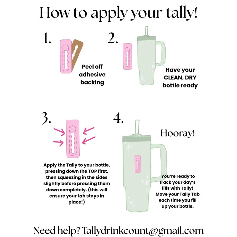 Tally Silicone Hydration Tracker (Adhesive Tracking Accessory adheres to Any