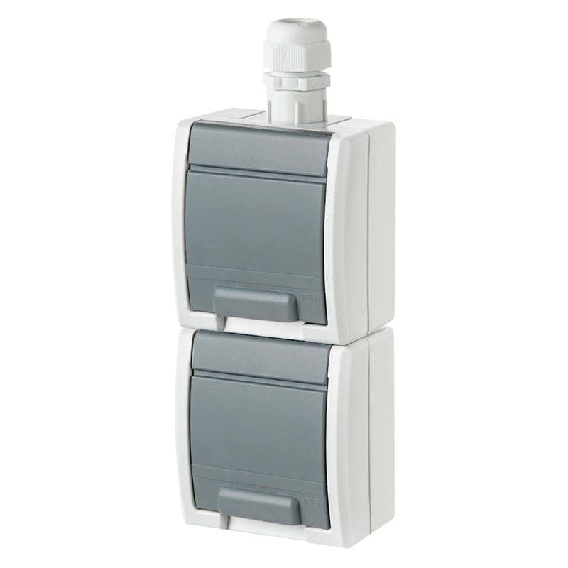 asvendo Elektro Surface-Mounted Series/Sockets/Switches/Button/Blind Button/Bell Button/Light Grey/IP65/Waterproof, Suitable for Wet