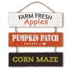 Country Fall Hanging Wooden Rope Sign Farm Fresh Apples Pumpkin